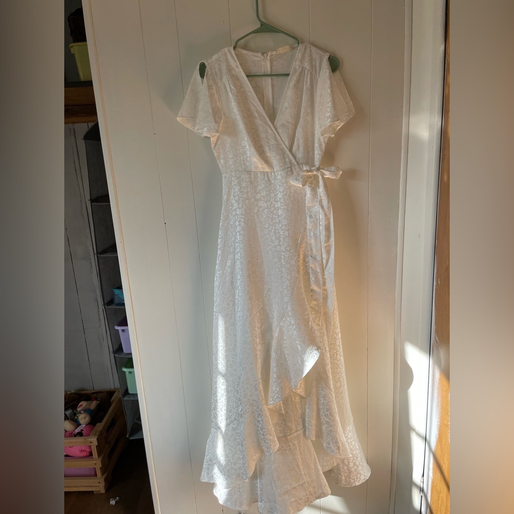 Altar'd State White High Low Wrap Dress